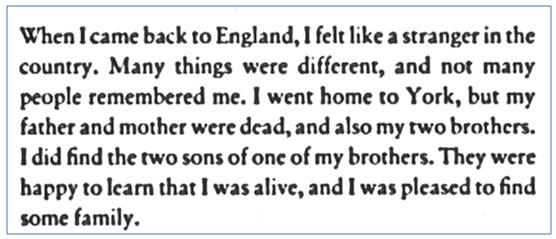 Рисунок 1. Фрагмент адаптированного текста из Главы 9 «Home in England» [4].