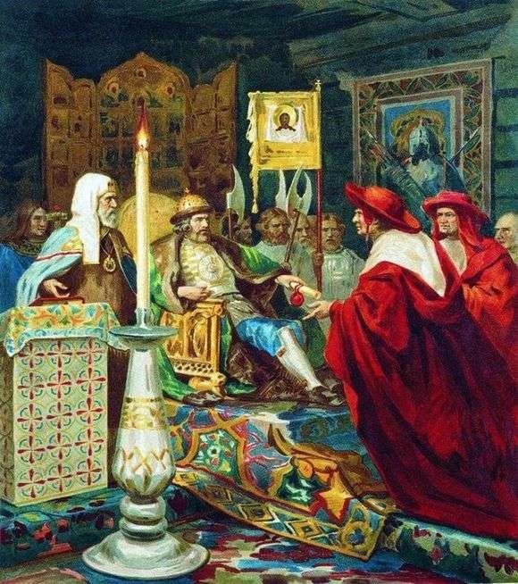 Рис. 3. Александр Невский принимает папских легатов, картина Г. И. Семирадского, 1876 год